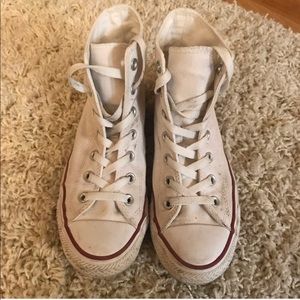 White high top converse sneakers size 7, size 7.5